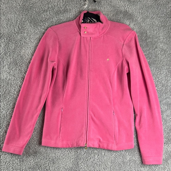 Lilly Pulitzer Long Sleeve Full Zip Fleece Jacket Light Pink Women’s Size L - Picture 1 of 16